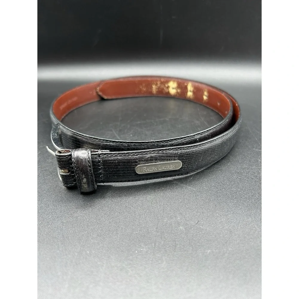 Ralph Lauren Vintage alligator Print leather buckle belt in Black Size 36